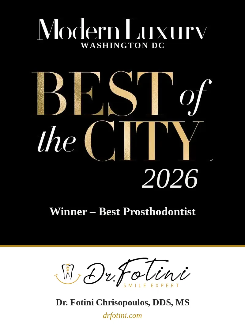 Best of the City 2026 Best Prosthodontist award for Dr. Fotini Chrisopoulos