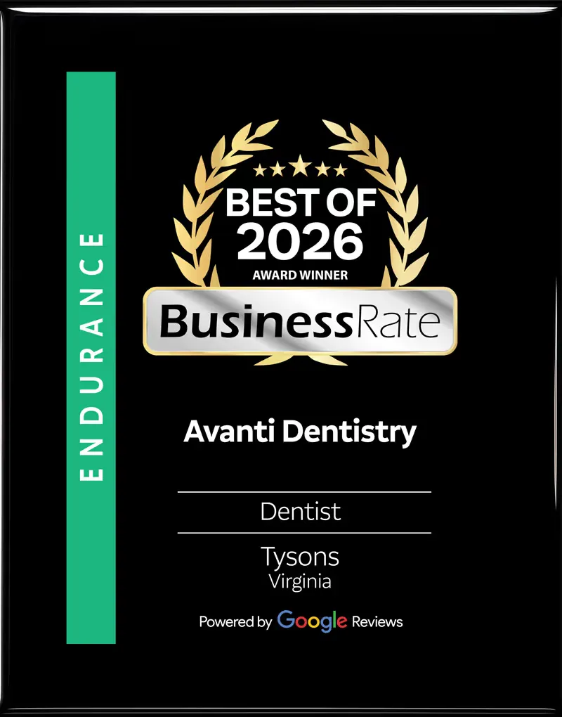 BusinessRate Best of 2026 award for Avanti Dentistry, Tysons, Virginia