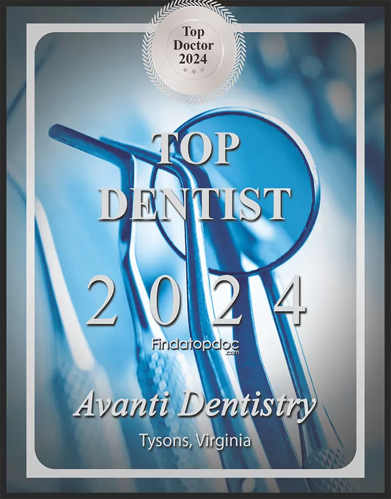 Top Dentist 2024 award plaque for Avanti Dentistry, Tysons, Virginia